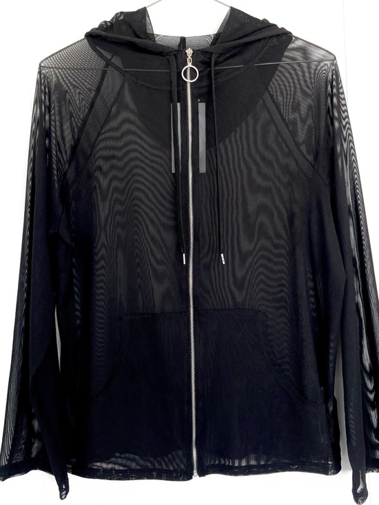 Zara Tops - ZARA SPORT Black Sheer Mesh Zip Hoodie
